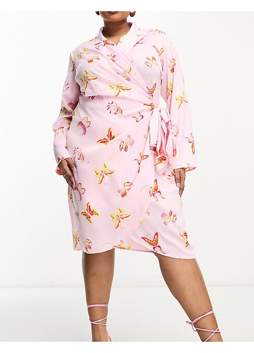Rochie medie Evendi, Mediu De ocazie maneci lungi, Roz, marime L
