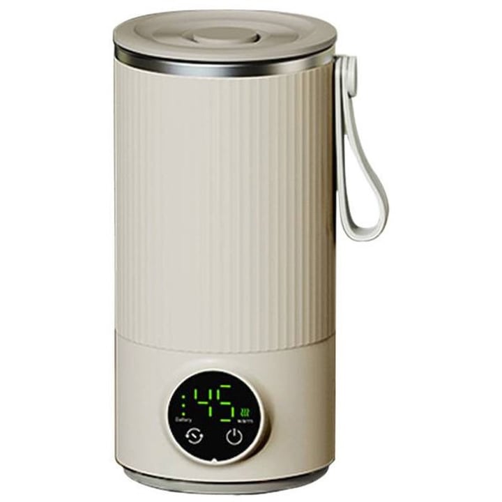 GMK0375-260716-29 hordozható elektromos vízforraló, rozsdamentes acél, USB, újratölthető akkumulátor, beépített keverő, krém, 300 ml