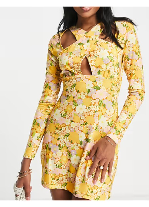 Rochie scurtă Evendi, galben, mărime lungi, Galben