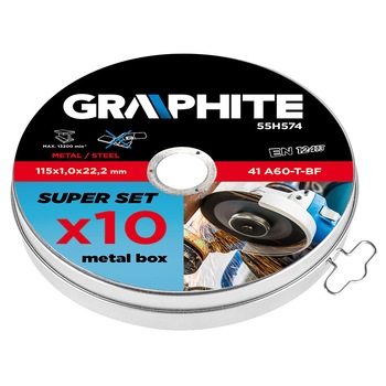 Set disc taiere metal 125mm 10 buc GRAPHITE Set disc taiere metal 125mm 10 buc GRAPHITE