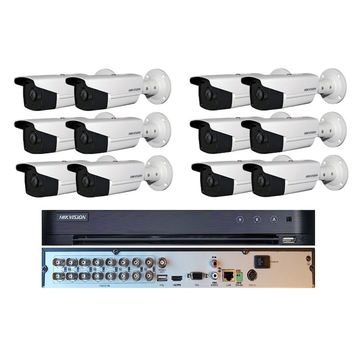KIT 16 Camere video basic, FullHD, 2.8mm, IR 25m, DVR, HIKVISION – KIT16CA-2MP-B