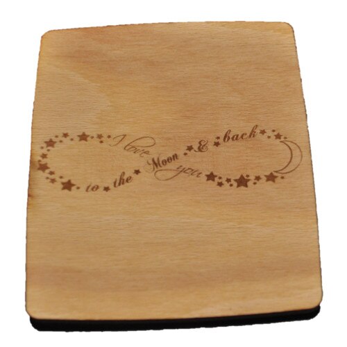 Felicitare, din lemn, To the moon and back, dragoste si iubire, Valentine