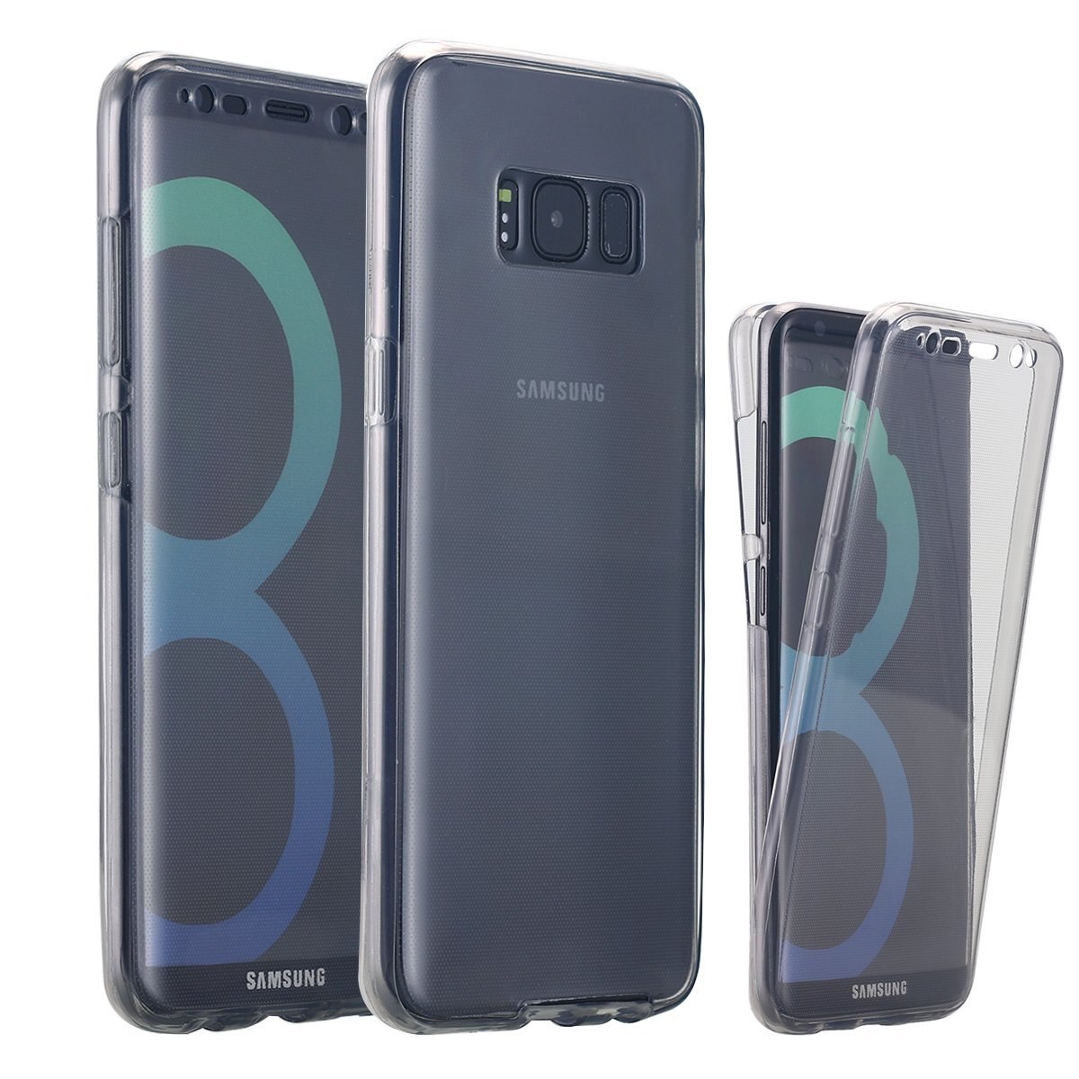 Husa Full TPU 360° (fata + spate) pentru Samsung Galaxy S8 Plus, Gri Transparent