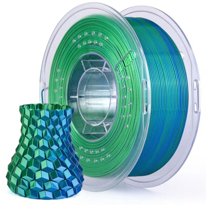 Filament Elegoo PLA Sillk 1.75mm, 1kg - Albastru-verde