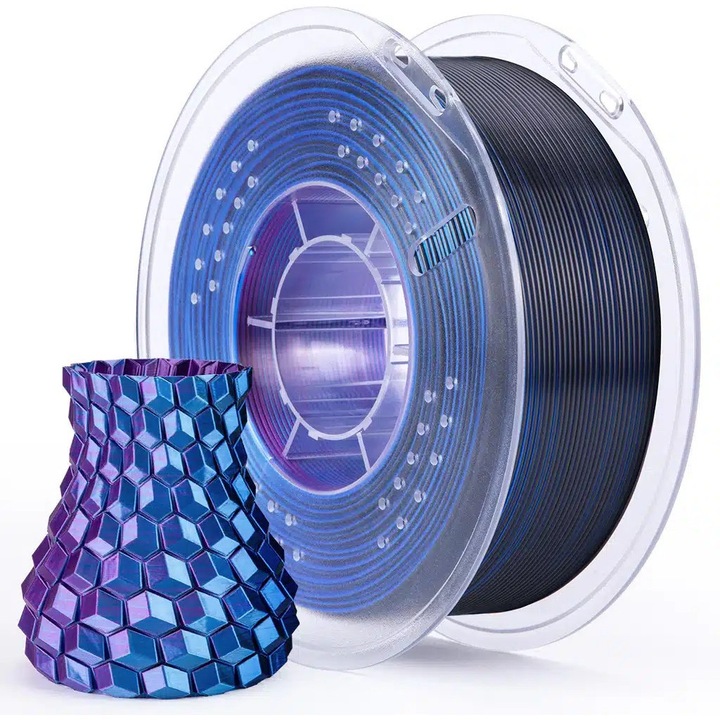 Filament Elegoo PLA Sillk 1.75mm, 1kg - Albastru-mov-negru