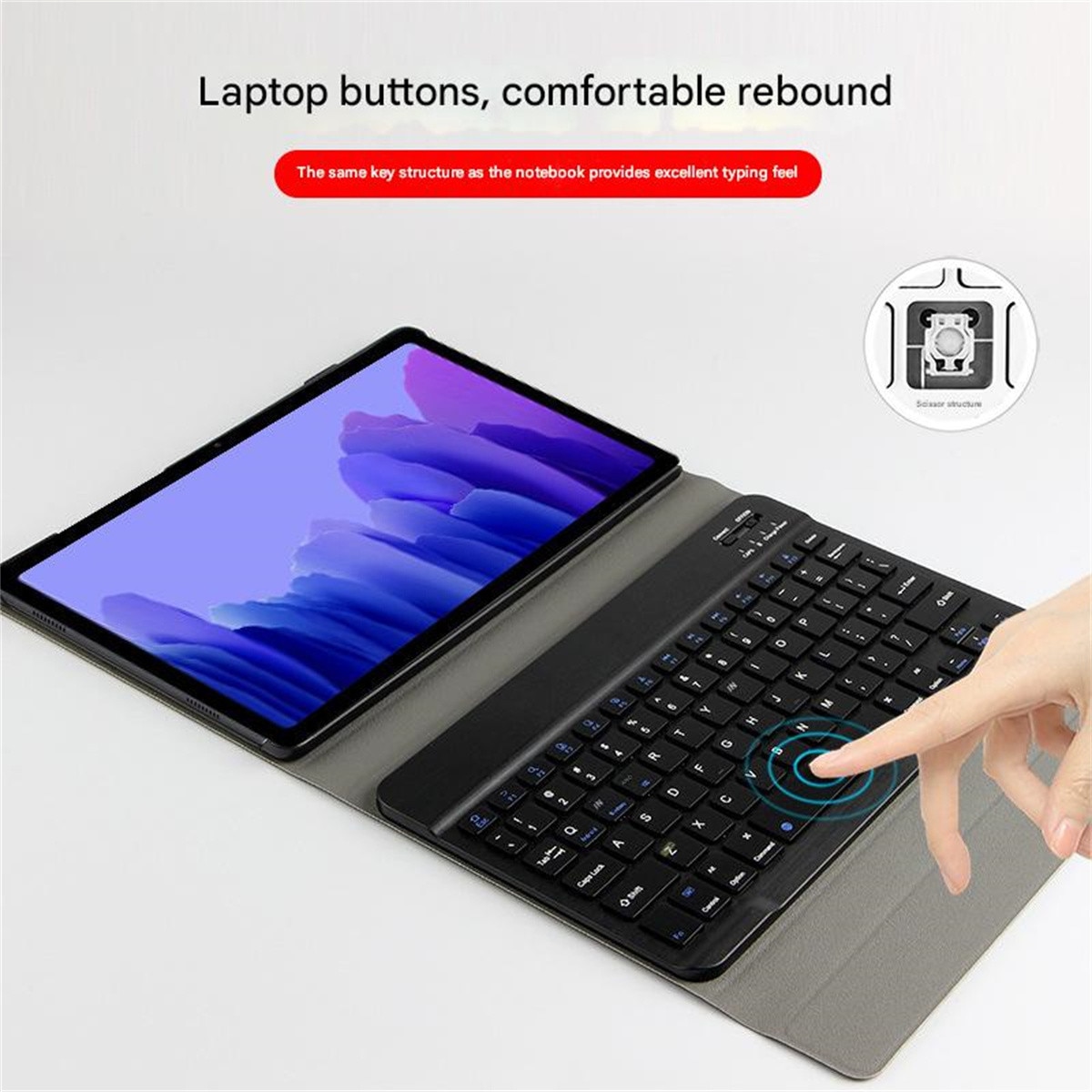 Husa cu tastatura Bluetooth magnetica pentru Samsung Galaxy Tab A8/A22, tastatura detasabila, husa din PU cu carcasa din policarbonat, 3 unghiuri de vizionare, negru, 0805BM-BST3066799