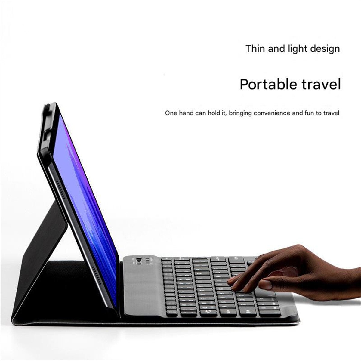 Husa cu tastatura Bluetooth magnetica pentru Samsung Galaxy Tab A8/A22, tastatura detasabila, husa din PU cu carcasa din policarbonat, 3 unghiuri de vizionare, negru, 0805BM-BST3066799