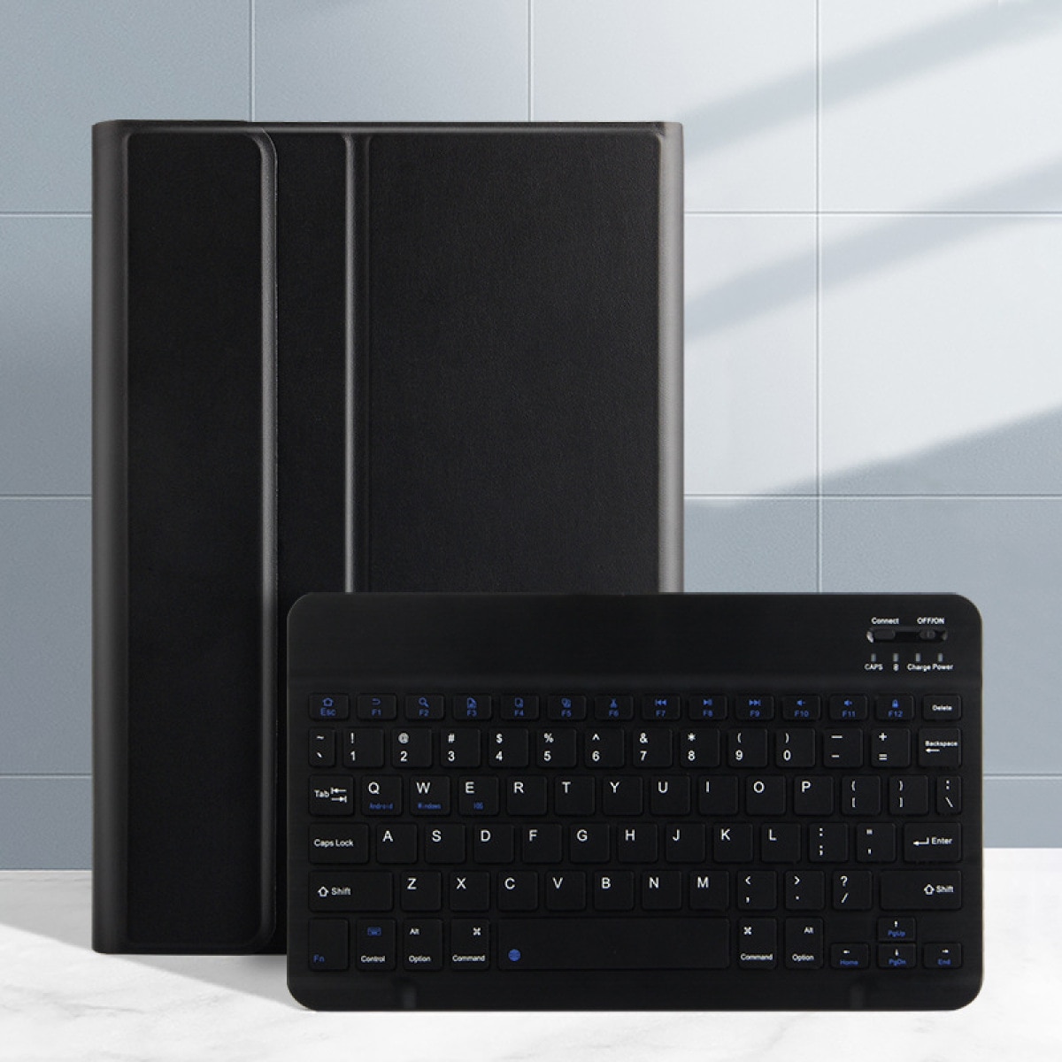 Husa cu tastatura Bluetooth magnetica pentru Samsung Galaxy Tab A8/A22, tastatura detasabila, husa din PU cu carcasa din policarbonat, 3 unghiuri de vizionare, negru, 0805BM-BST3066799