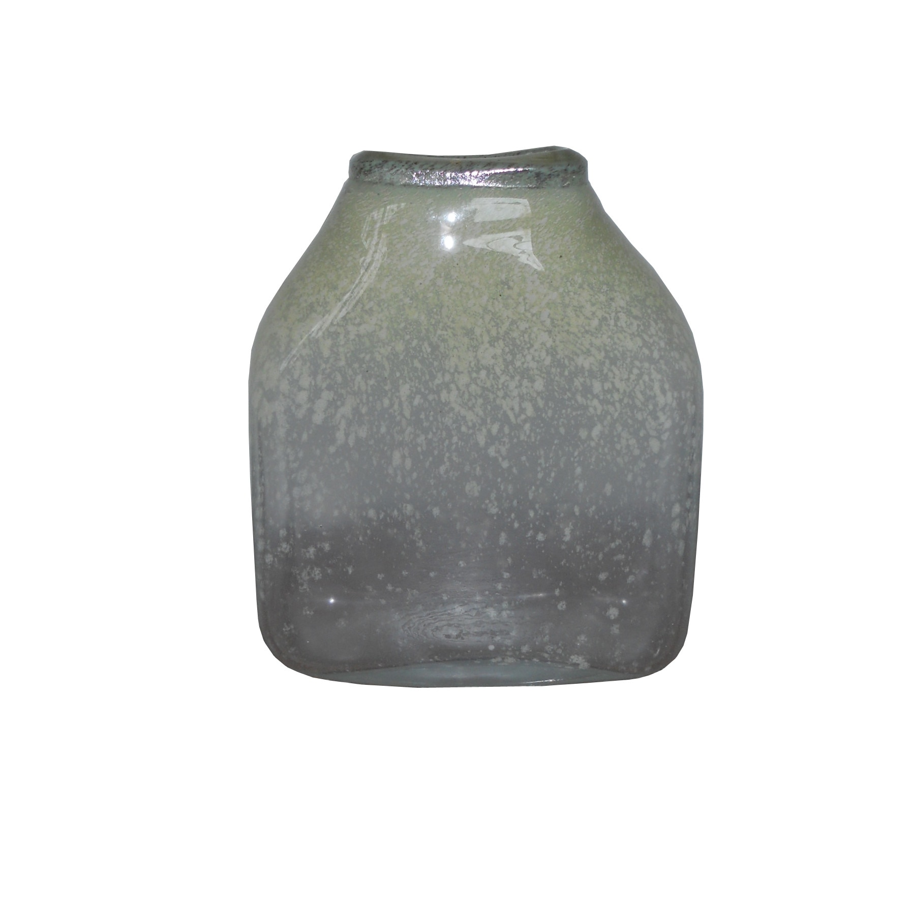 Vaza lucrata manual Quadra sticla 10 mm galben