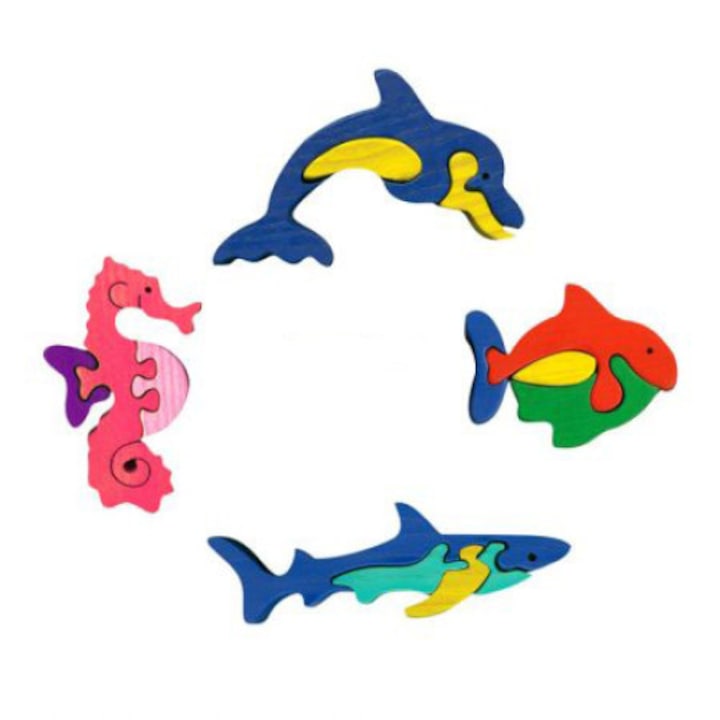 Комплект ръчно рисувани 3D пъзели Fauna Toys от 4 големи мини