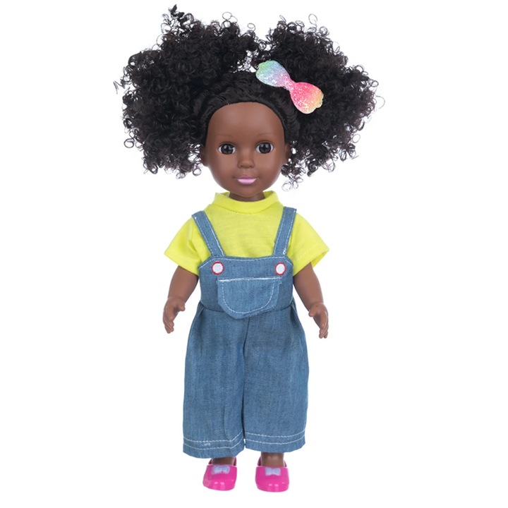Papusa bebelus YANYXR BCS3179680, vinil, par cret, articulatii mobile, haine detasabile, negru, 35 cm