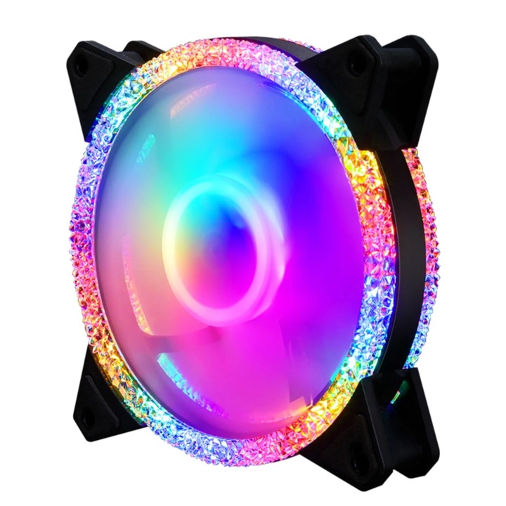 YANYXR BCS3179089 RGB 120 mm házventilátor, hidraulikus csapágyak, 43 CFM, 24 dB, 3/4-tűs csatlakozó, Többszínű