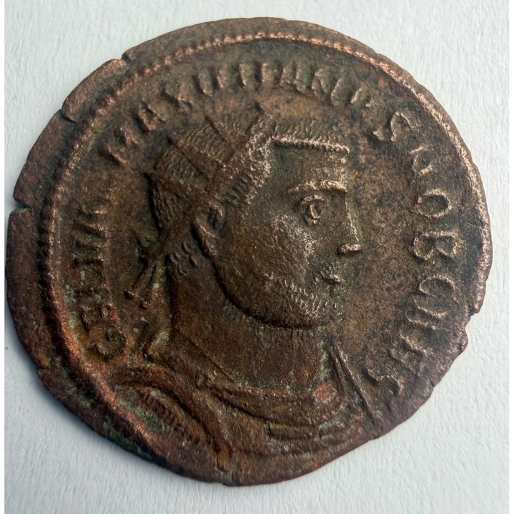 Moneda Romana GALERIUS MAXIMIANUS CAESAR, AE Radiate Fraction, 19.9x21.0mm, 3.08g