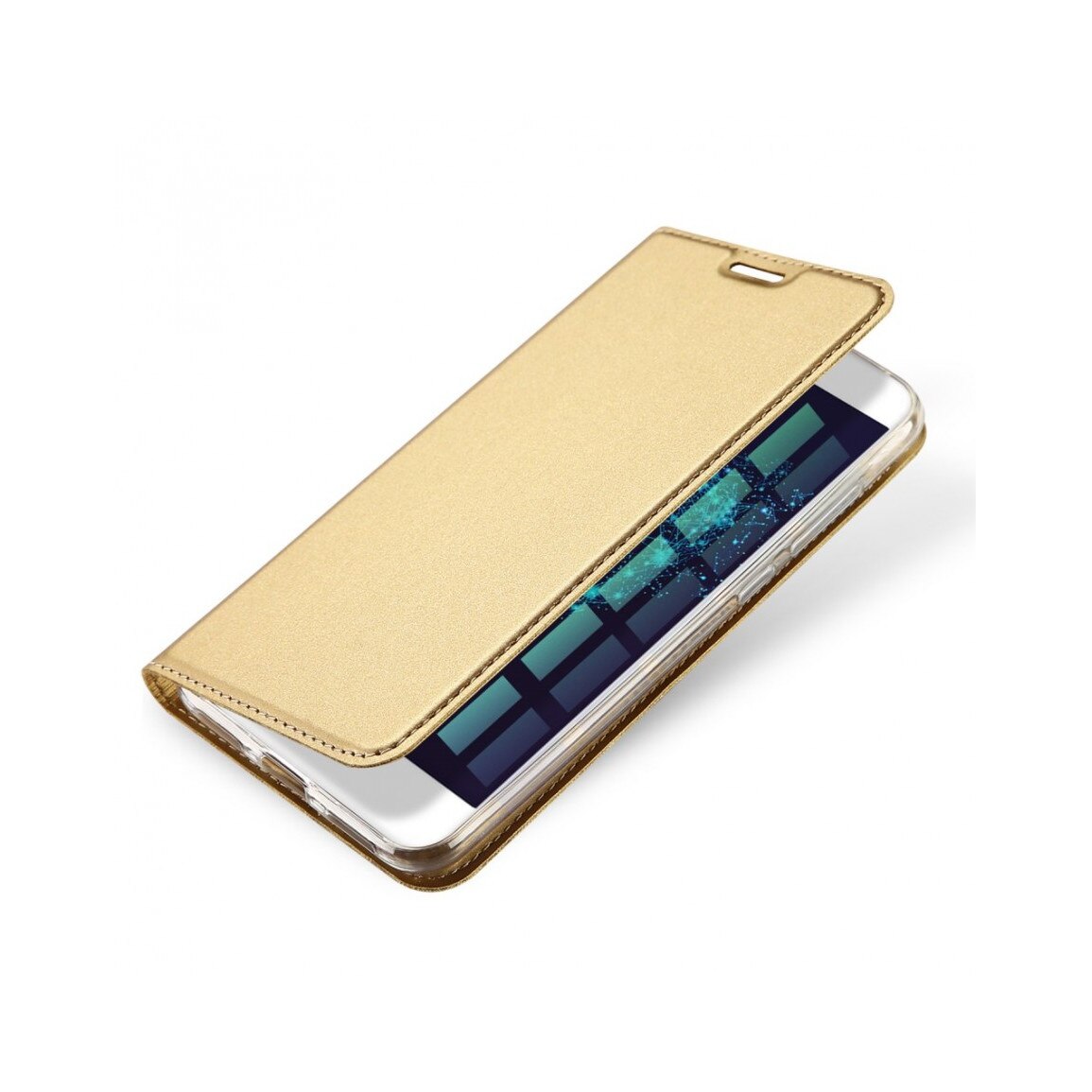 Husa protectie din piele ecologica pentru Huawei P9 Lite 2017 / P8 Lite 2017, gold