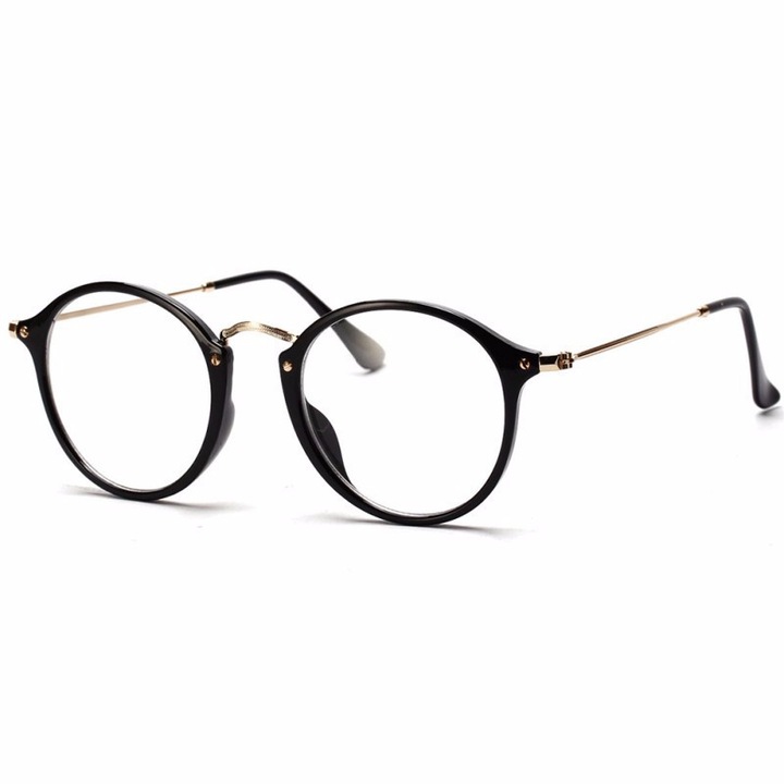 Класически унисекс кръгли рамки за очила, черни с компютърна защита