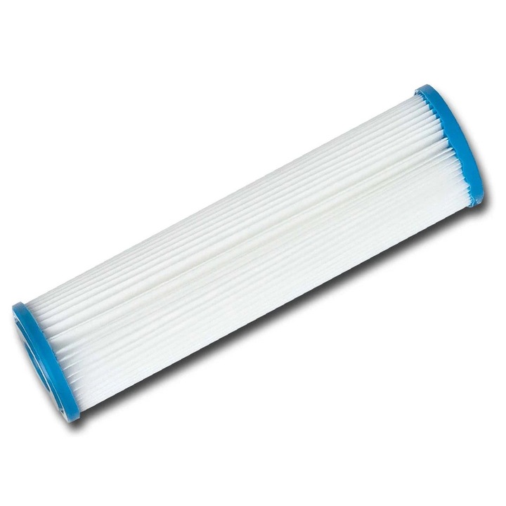 Element filtrant tip armonica EL20, 20 microni, reutilizabil, pentru carcase filtrante 10 inch × 2,5 inch, alb/albastru