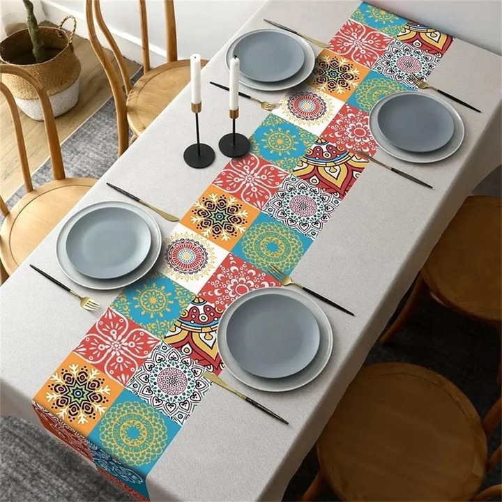 YANYXR BCS3184799 PVC asztalterítő, vízálló, folt- és olajálló, könnyen tisztítható, retro többszínű nyomtatás, 140 x 220 cm