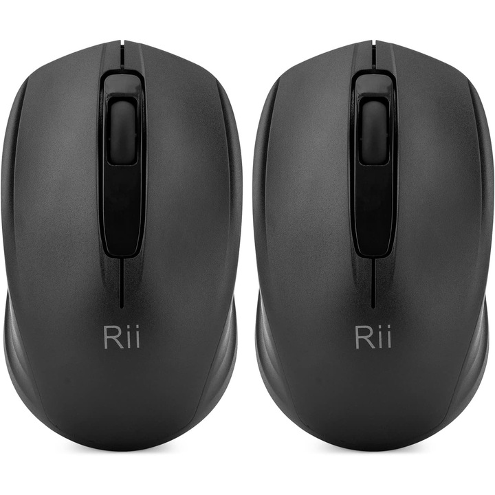 Rii Комплект 2 Безжични мишки 2.4G, Двустранни, Черни