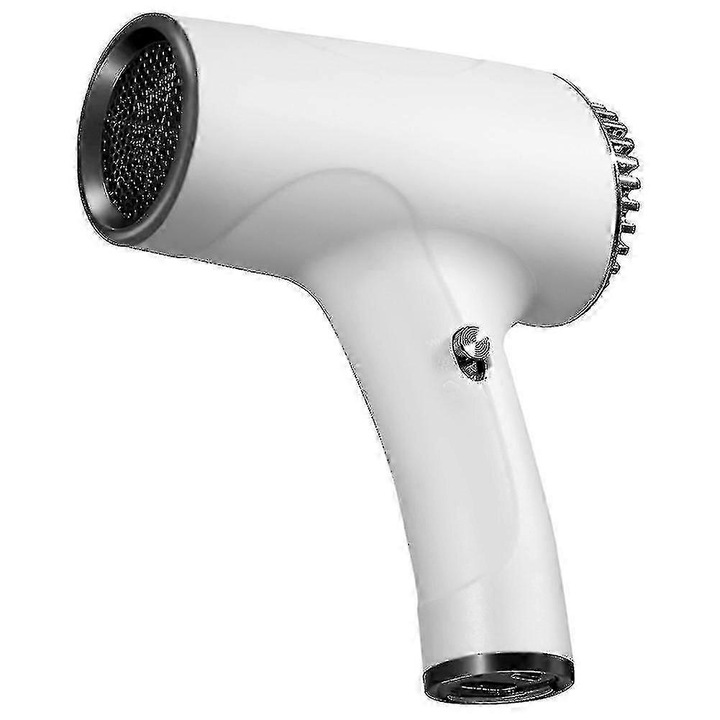 Vezeték nélküli újratölthető hajszárító CJ-F-K0204-20260805-1923, kettős felhasználású töltés/dugó, 500W (meleg levegő) / 40W (hideg levegő), fehér, 18 x 14.5 cm, 2600 mAh