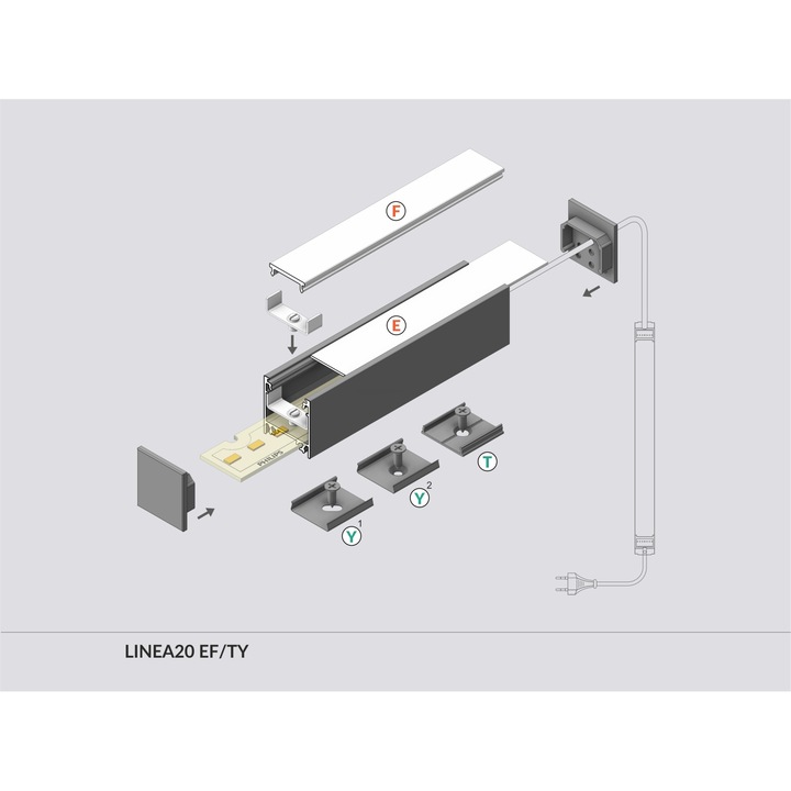 SET - Alumínium profil LED szalaghoz - LINEA - 1m - eloxált