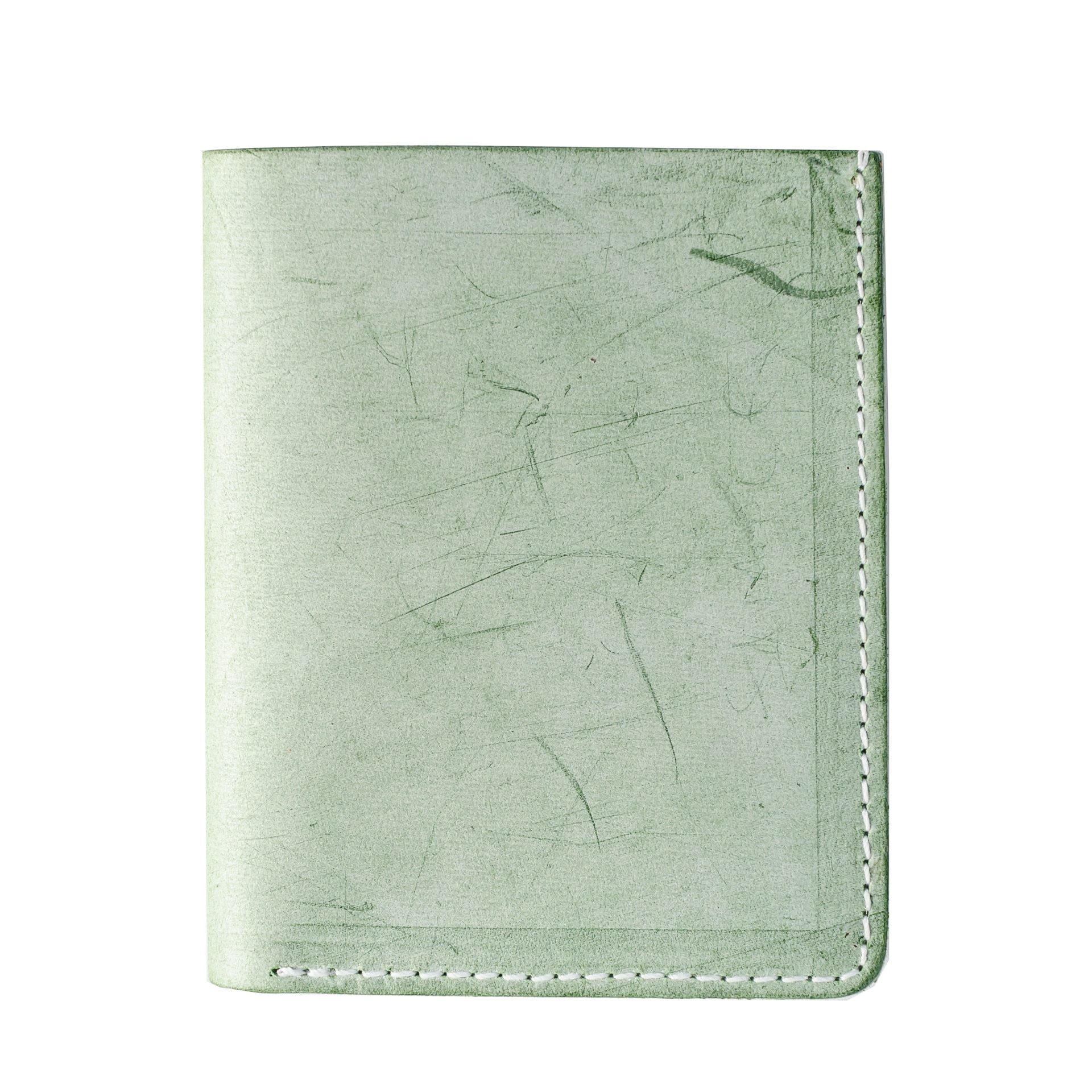 Portofel vintage cu design minimalist din piele naturala tabacita vegetal, Soft Green
