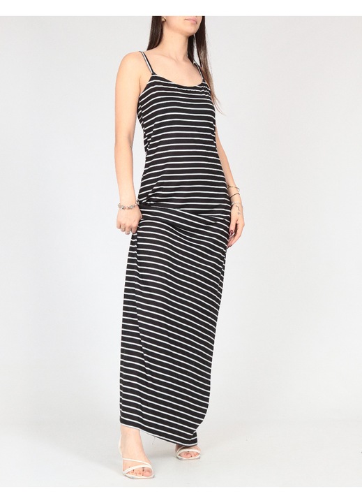 Rochie lunga Evendi, Lung Casual fara maneci, Negru, Negru
