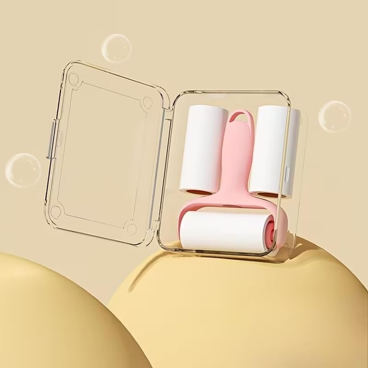 Szőrtelenítő henger szett, 1 nyél + 3 utántöltő, átlátszó dobozzal, rózsaszín, kód K0513-260521-028