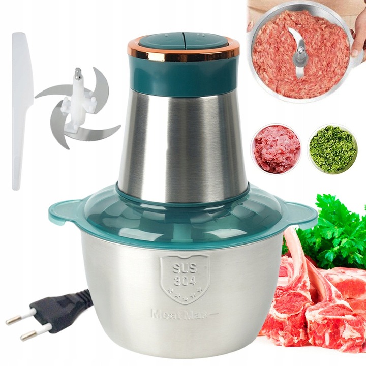 Mincer electric 300W, 2L, inox, 2 viteze, pentru carne, legume