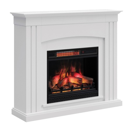 Semineu electric Arcadia ClassicFlame, cu focar de 23" 3D incalzire cu infrarosu, cu sunet, Pure White