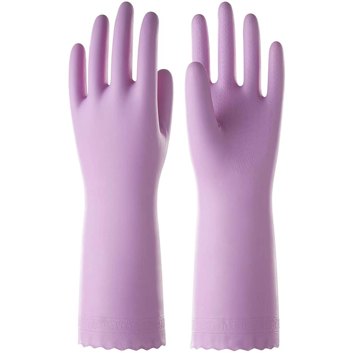YANYXR, PVC tisztítókesztyű pamut béléssel, csúszásmentes, latexmentes, 26.6 mil, BCS3188421, lila, M