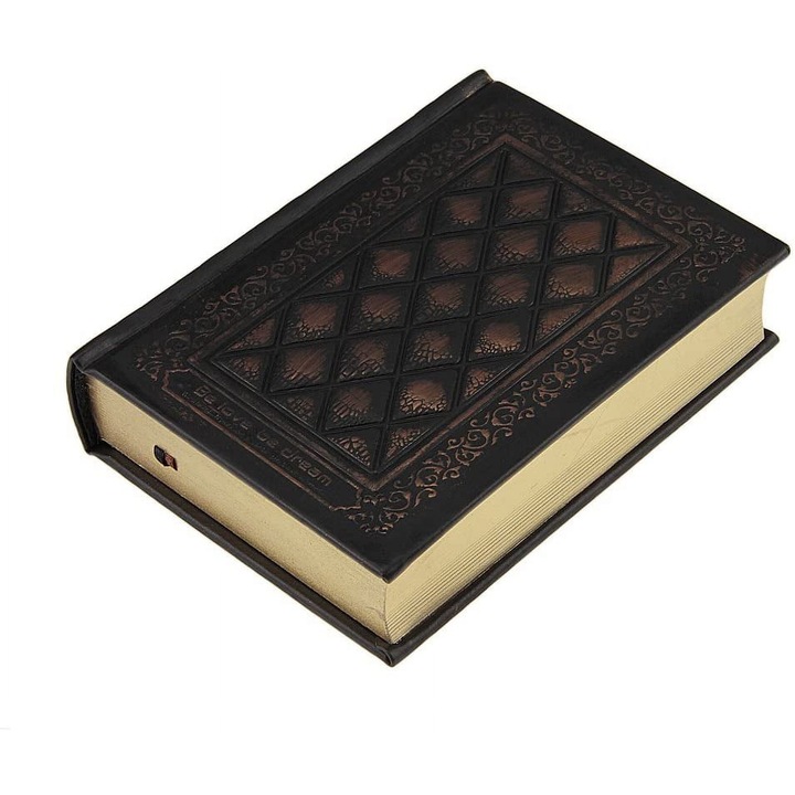 Caiet YANYXR BCS3190259, coperta din piele ecologica embossata cu model retro, pagini 90g cu margine aurie, negru/auriu, 17.5 x 13 cm, 220 pagini
