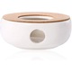 YANYXR BCS3187286 teamelegítő, kerámia alátét parafa talppal mécseshez (tealight), fehér, O15 cm x 6 cm