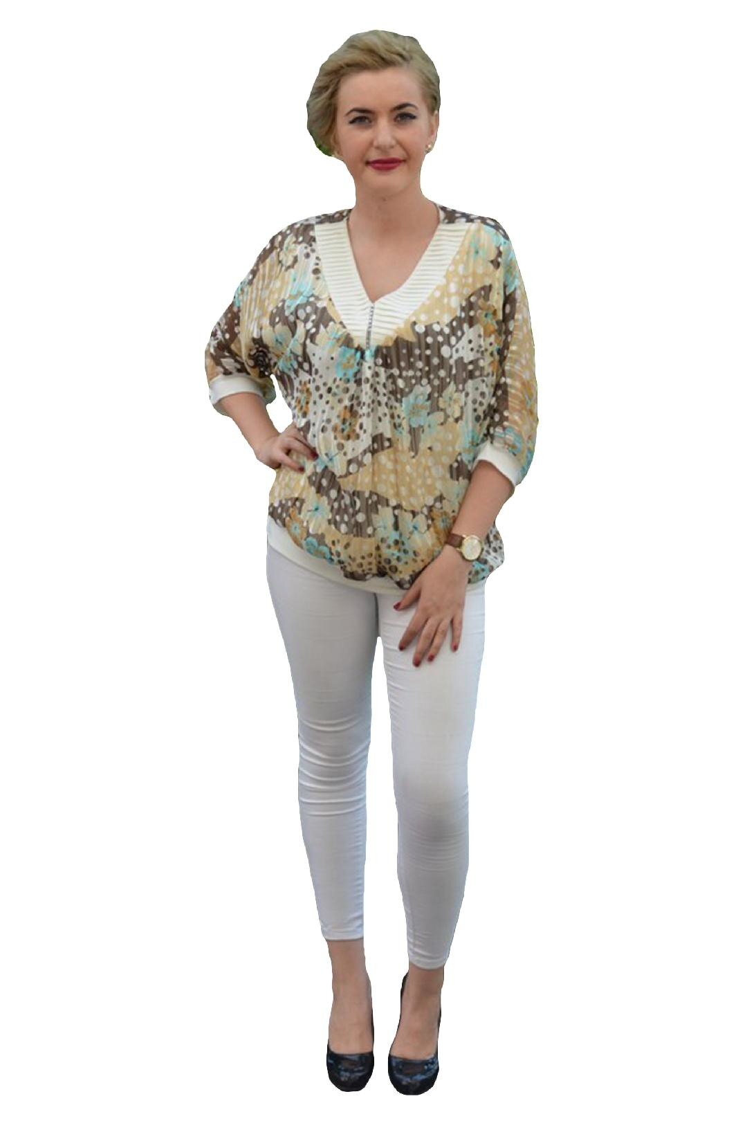 Bluza eleganta din voal cu buline multicolore, D&J Exclusive, Multicolor, 44