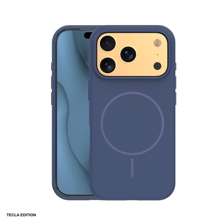 Husa Silicone Thin Mag pentru Apple iPhone 17 Pro Max, iPhone 18 Pro Max, Carcasa magnetica, Albastru