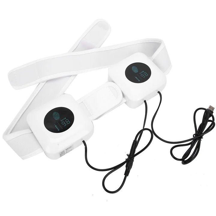 YANYXR BCS3192281 karcsúsító öv, kettős motor, USB DC5V tápellátás, 10W, LED kijelző, ABS, fehér