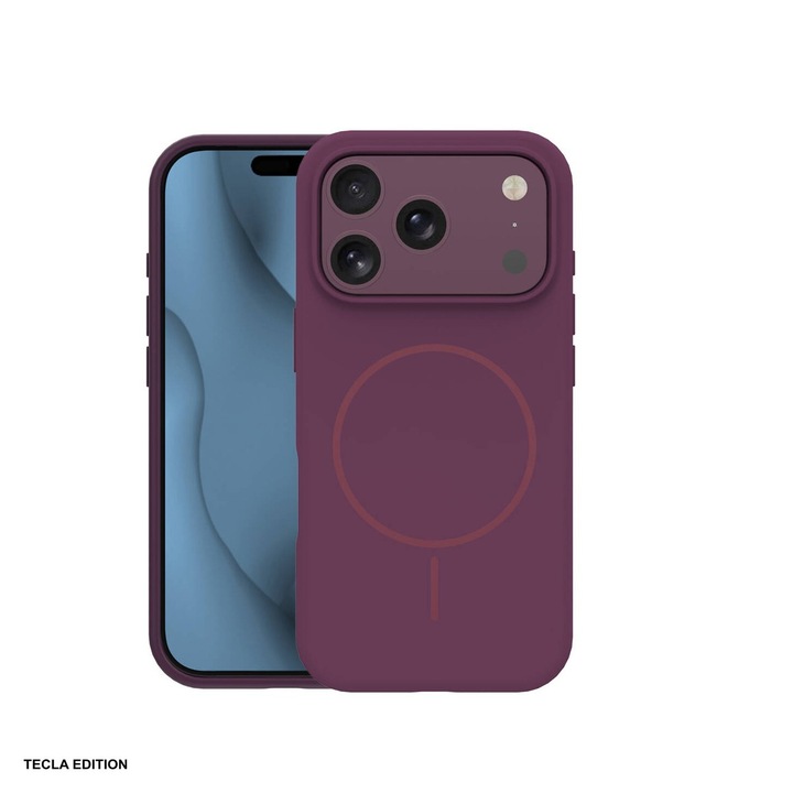 Husa Silicone Thin Mag cherry pentru Apple iPhone 17 Pro Max, iPhone 18 Pro Max, Carcasa magnetica, Visiniu