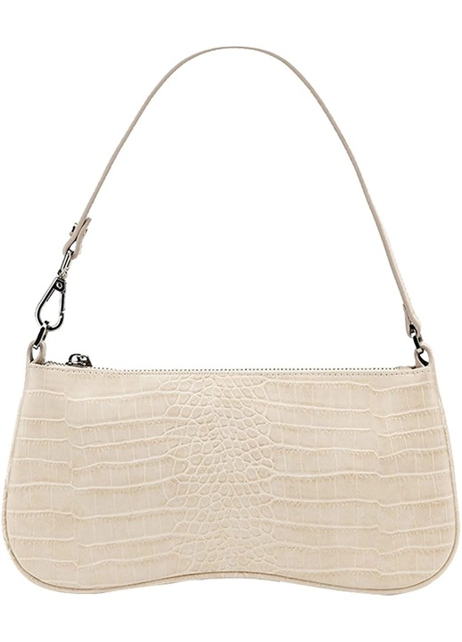 YANYXR, geanta de umar din piele vegana cu model crocodil, cu fermoar si accesorii metalice BCS3194380, bej crem