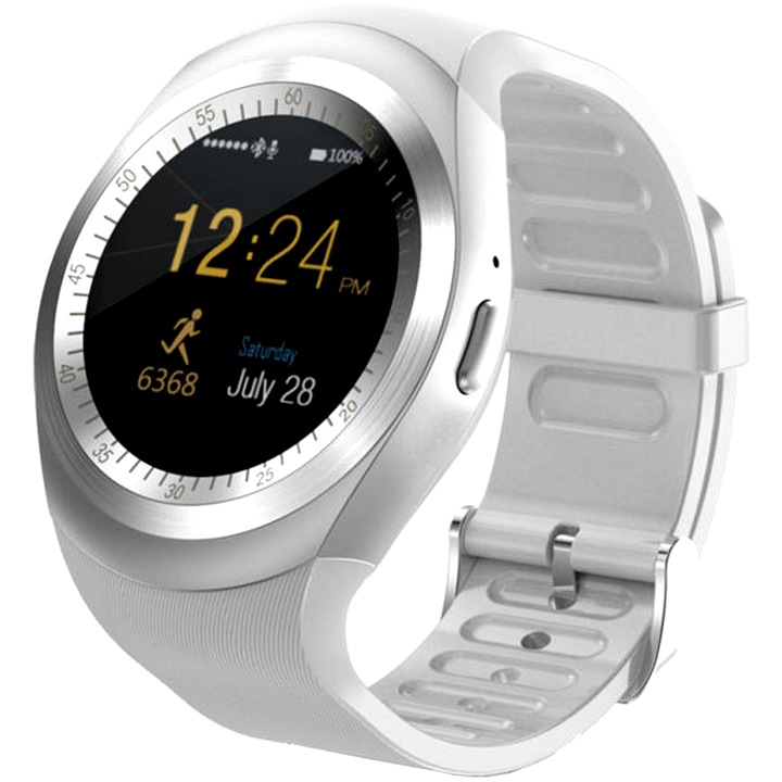 Ceas Smartwatch sport Yondu V1 , cartela SIM , 1.3 inch HD display , touchscreen , compatibil Android , culoare :alb