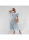 Rochie seara evazata albastru deschis voal