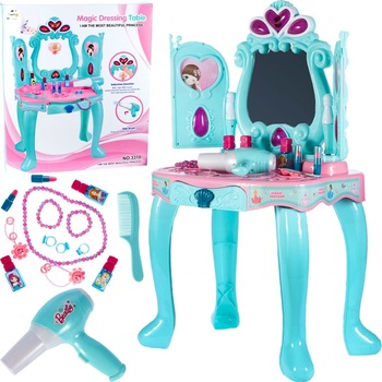 Masuta de Make-Up pentru fetite Chic Mirror, Multiple accesorii Glamour pentru infrumusetare, Jocuri de lumini si sunete, Cu spatiu de depozitare si locuri speciale pentru fotografii, Culoare Roz-Turcoaz Masuta de Make-Up pentru fetite Chic Mirror, Multiple accesorii Glamour pentru infrumusetare, Jocuri de lumini si sunete, Cu spatiu de depozitare si locuri speciale pentru fotografii, Culoare Roz-Turcoaz