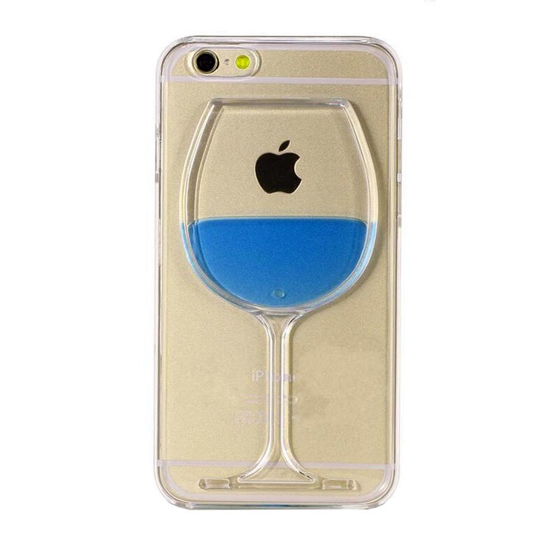 Carcasa Husa cu lichid Apple iPhone 7 model Pahar Wine Glass , Albastru , Blue