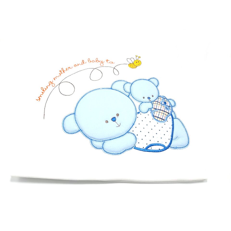 Patura bumbac, bebe,Ursulet bleu,90x90 cm