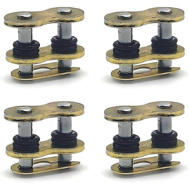 Set 4 link-uri master pentru lant motocicleta, compatibil 428/520/525/530, otel inoxidabil, etansare O-ring, auriu