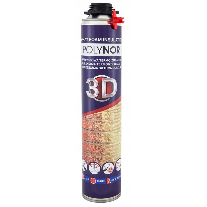 Комплект 12 спрея полиуретанова пяна Polynor 3D 850 ml, топло- и звукоизолация