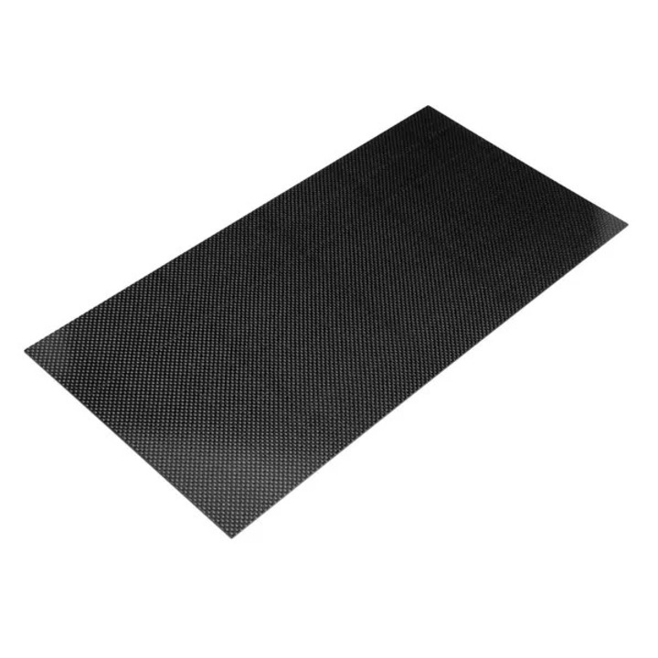 Placa din fibra de carbon 3K twill lucioasa K0544-260805-1057-FDC, negru, 200 x 400 x 0.5 mm