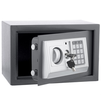 Seif Metalic cu Cifru Electronic si Cheie KS-20EG, pentru Acte, Casa de Bani, Cutie de Valori, 310x200x200 mm, Negru Seif Metalic cu Cifru Electronic si Cheie KS-20EG, pentru Acte, Casa de Bani, Cutie de Valori, 310x200x200 mm, Negru