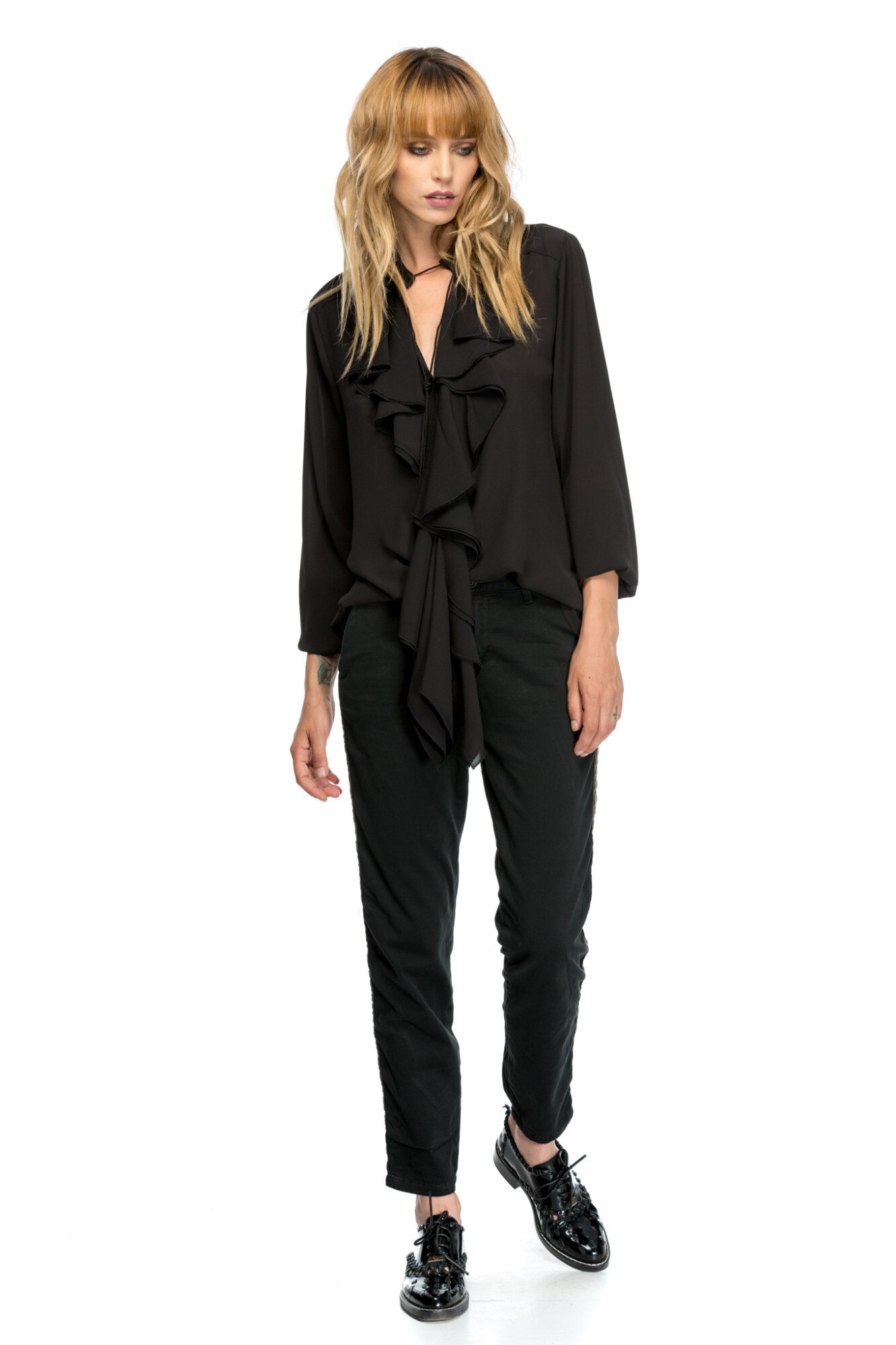 Camasa Ruffle, CuAnna, Negru