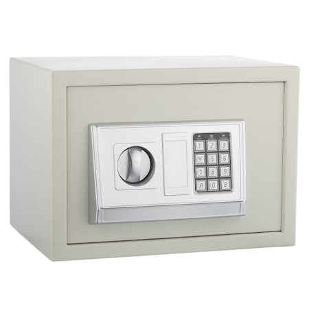 Seif Metalic cu Cifru Electronic si Cheie 30E, pentru Acte, Casa de Bani, Cutie de Valori, 380x300x300 mm, Crem