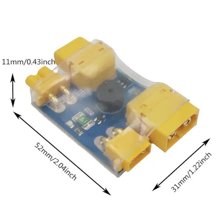 Protectie la scurtcircuit pentru conectori XT30/XT60 K0544-260805-2692-FDC, 7-25V (2-6S), curent de retentie 0.7A, declansare 1.2A, galben, 52×31×11 mm