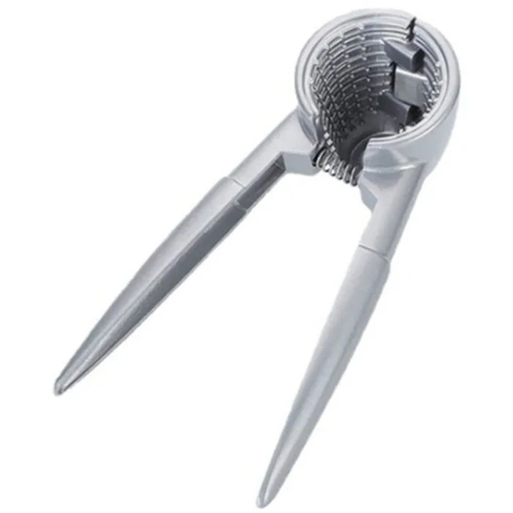 Spargator de nuci si deschizator de sticle, metal, ergonomic pentru nuci de dimensiuni variate, argintiu